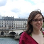 Ida on bridge on way to Rue Cler